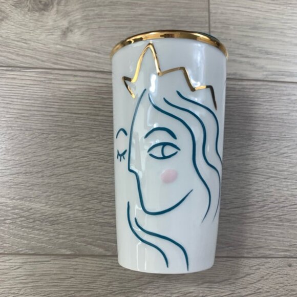 Starbucks 2017 Anniversary Crown Siren Mermaid White Tumbler Traveler Mug 10 Oz - Picture 2 of 9